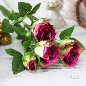 25 Roses Artificielles Rouges En Mousse - Fausses Fleurs Pour Décoration Mariage, Maison, Fête (Bordeaux, Violet, Blanc)